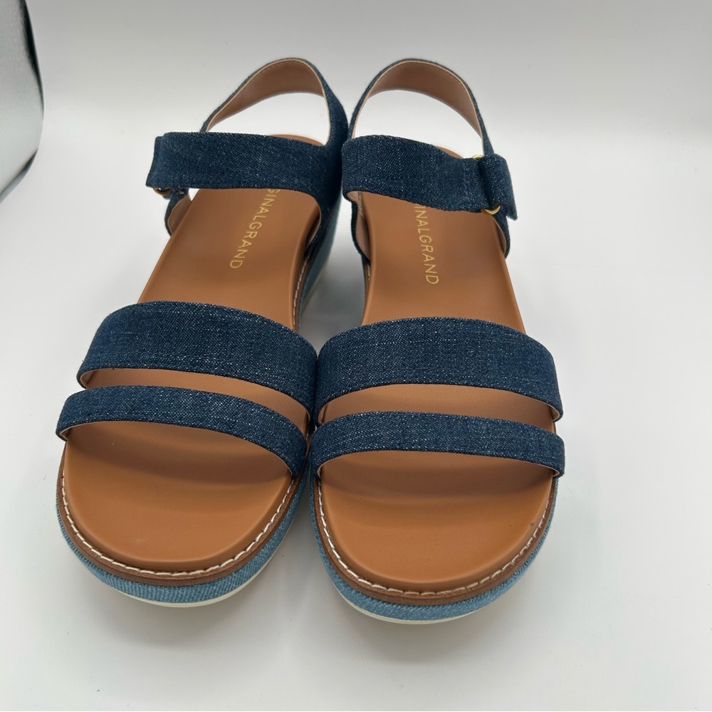 NWB Cole Haans Womens Original grand Peyton Flatform Sandals Multi Denim Size 7B